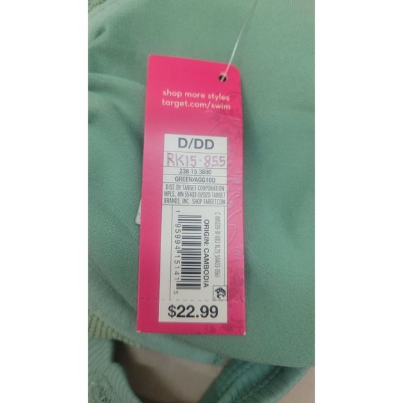 Juniors' Mixed Textured Underwire Bikini Top Xhilaration Fern Green Size D/DD Cu - Picture 7 of 7